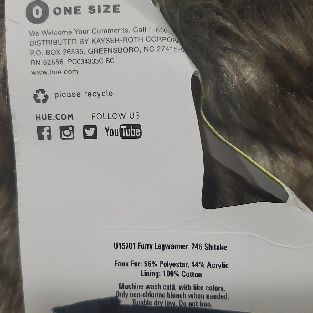 NWT HUE Faux Fur Leg Warmer